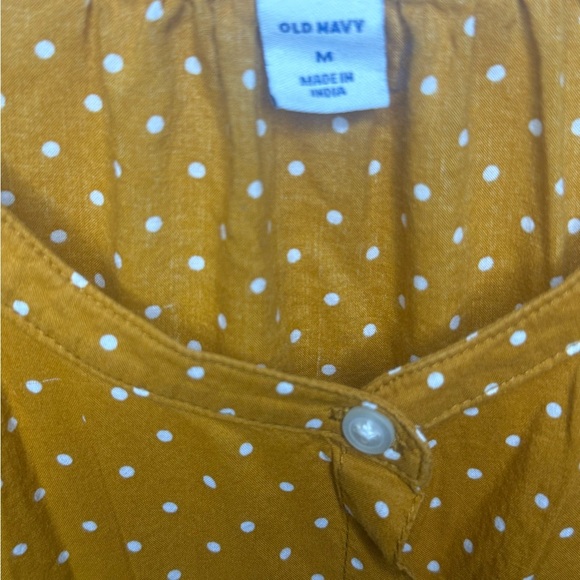 Orange Old Navy Button Front Blouse with Polka Dots - Medium - Picture 2 of 4